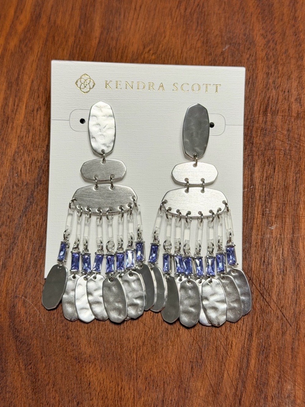 Kendra Scott Oster Silver-Tone Chandelier Earrings with Purple Stones